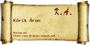 Kórik Áron névjegykártya